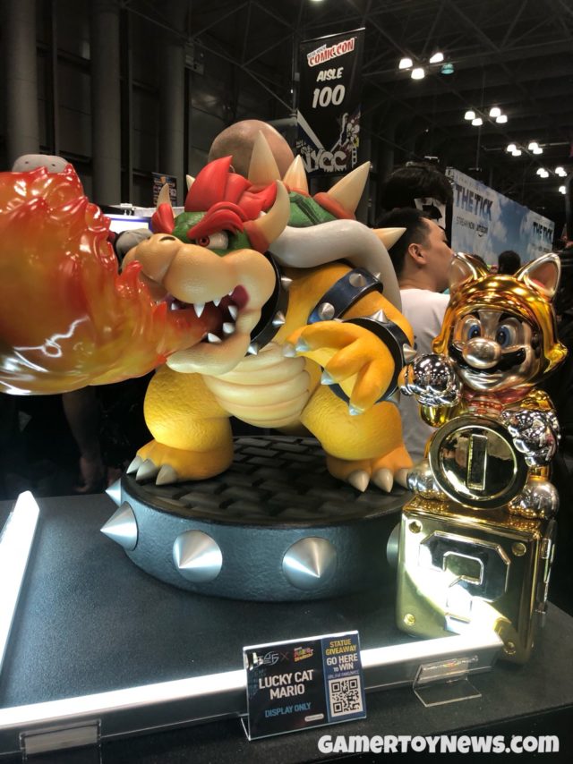 Scale Comparison Bowser and Lucky Cat Mario Statues