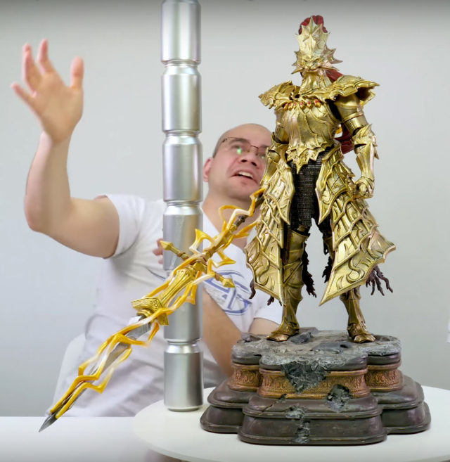 Scale Comparison Dark Souls Ornstein Statue with Soda Cans