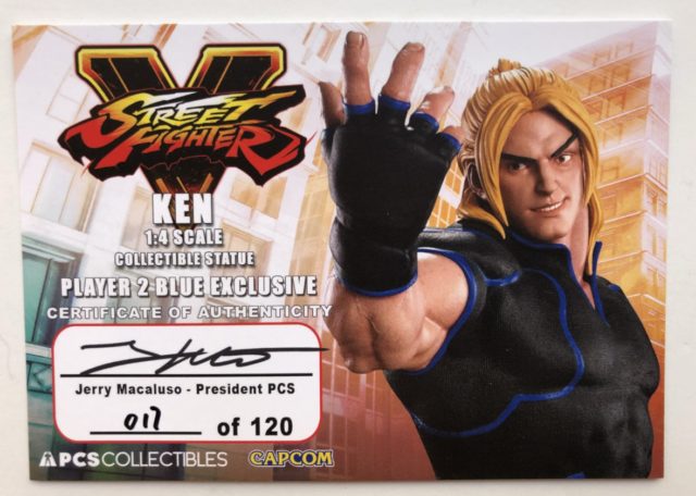 PCS Toys Street Fighter Statue Ken Blue P2 Certificate of Authenticity