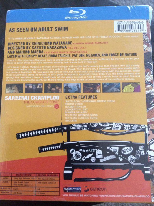 Back of Samurai Champloo Blu Ray Package