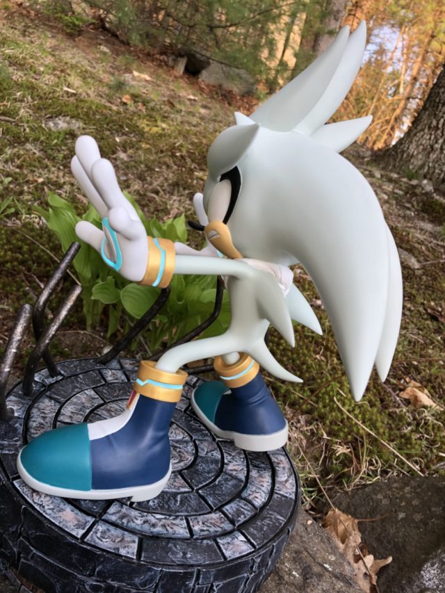 Side View of Silver the Hedgehog Statue