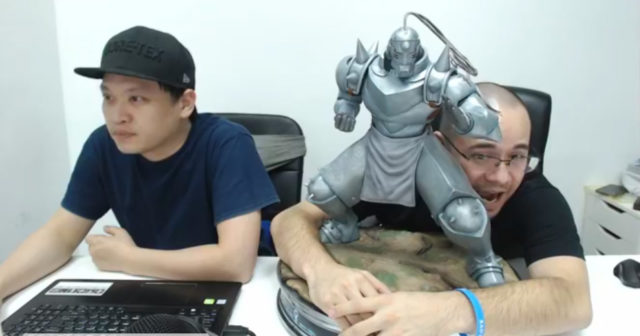 Alex Davis Hugging Fullmetal Alchemist Alphonse Statue Base