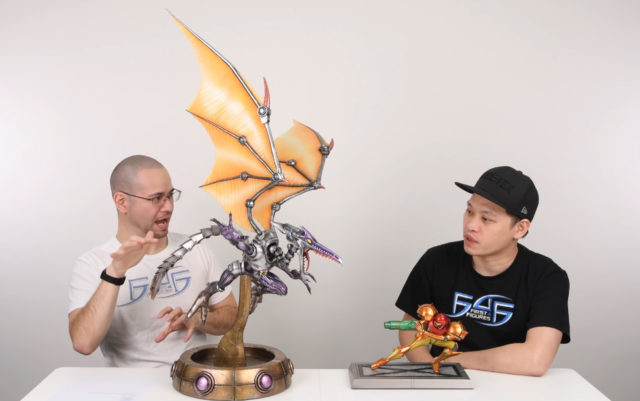 2007 Metroid Varia Suit Samus Statue vs 2019 Meta Ridley Statue