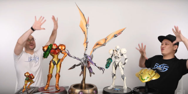 First 4 Figures Metroid Statues Size Comparison Samus Ridley Gunship