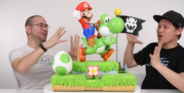 Bowser Checkpoint Flag on Mario on Yoshi Statue