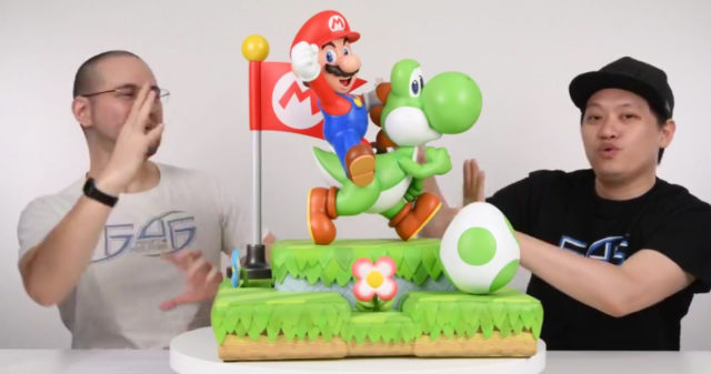 Mario Flag on DE Mario on Yoshi Statue