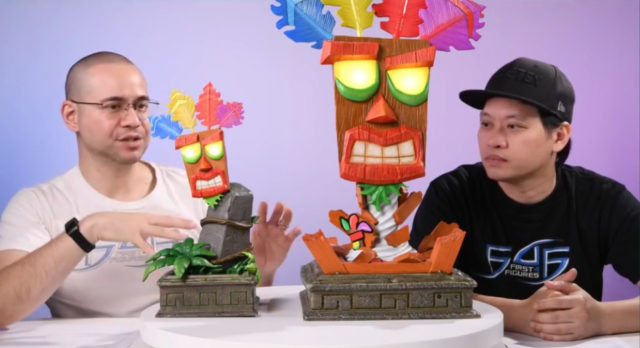 Life Size Aku Aku Mask Statue vs Mini Exclusive LED Lights On