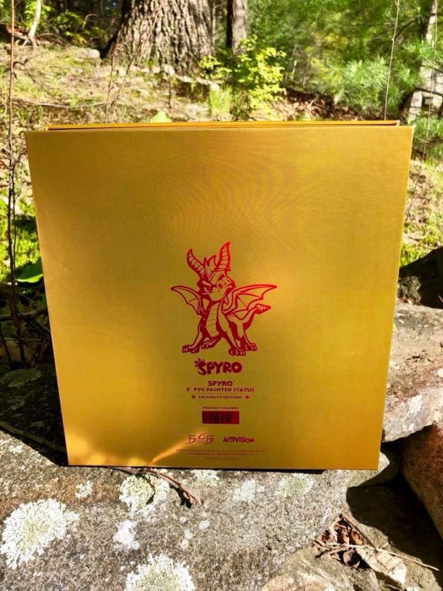 Back of F4F Spyro EX with Sparx Deluxe Box Packaging Metallic Gold